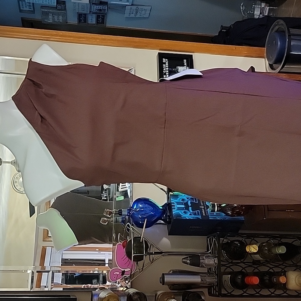 one shoulder stretch crepe maxi dress. thigh high leg slit. 16